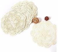 BigTron 12pcs Hand Crochet Doilies - 20cm Nappe pour les mariages de fête Décoration (Elfenbein)