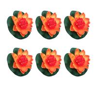 BIGULA Lot de 6 fleurs flottantes artificielles avec coussinet pour décoration d'étang réaliste