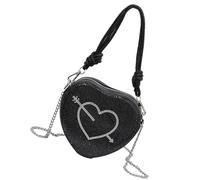 BIGULA Sac à main de soirée en forme de cœur pour femme avec bandoulière en forme de cœur et strass, Noir , One Size