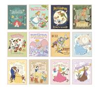 BigWig Prints Lot de 12 décorations murales de princesse, décoration de chambre d'enfant, décoration de chambre d'enfant, Bambi, Cendrillon, Petite Sirène, Dumbo, Pinocchio, Blanche-Neige, Peter Pan