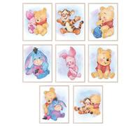 BigWig Prints Lot De 8 Décorations Murales Sans Cadre Winnie L'ourson Pour Chambre D'enfant, Décoration De Fête Prénatale, Ours Winnie L'ourson - Lot De 8 (20,3 X 25,4 Cm)