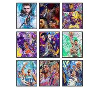 BigWig Prints Lot de 9 affiches de basket-ball pour chambre de garçon, art de la NBA - Décoration murale de sport - Kobe Bryant, Lebron James, Steph Curry, Kawhi Leonard - Sans cadre - 20,3 x 25,4 cm