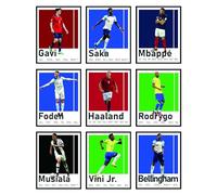 BigWig Prints Lot de 9 affiches de football pour chambre de garçon - Erling Haaland, Mbappe, Rodrygo, Gavi, Vini Jr, Saka, Foden, Musiala, Bellingham - Sans cadre (20,3 x 25,4 cm)