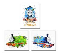 BigWig Prints Thomas et Ses Amis Train Aquarelle Impressions - Lot de Trois 8 x 10 Décoration Murale Photos - Thomas The Tank - Percy Le Moteur de Petite Taille