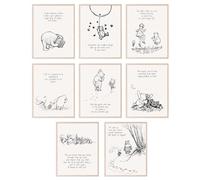 BigWig Prints Winnie l'ourson - Lot de 8 affiches murales Winnie l'ourson pour chambre d'enfant, citations vintage classiques, dictons inspirants, décoration de chambre d'enfant - Sans cadre - 20,3 x
