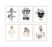 BigWigPrints Lot de 6 images de Jésus pour mur, décoration de chambre chrétienne, image de Jésus, verset de la Bible, décoration murale chrétienne, art mural catholique, affiche chrétienne, sans