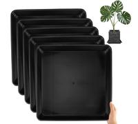 Bigwinyep Lot de 5 soucoupes carrées de 27,9 cm en plastique pour intérieur et extérieur, bac d'égouttement pour plantes en pot, noir
