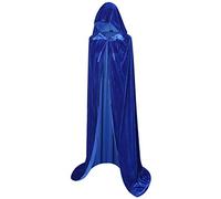 BIGXIAN Longue cape à capuche en velours pour costume de sorcière d'Halloween pour homme et femme, bleu, X-Large