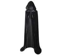 BIGXIAN Longue cape à capuche en velours pour costume de sorcière d'Halloween pour homme et femme, noir, Large