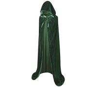 BIGXIAN Longue cape à capuche en velours pour costume de sorcière d'Halloween pour homme et femme, vert foncé, Large