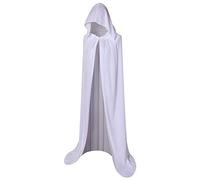 BIGXIAN Longue cape à capuche en velours pour costume d'Halloween pour homme et femme, blanc, Medium