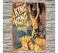 BIGYAK Plaque murale en métal style vintage du film King Kong 1933 - Décoration murale pour magasin, bar, maison, garage