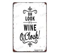BIGYAK Tarika Oh Look It'S Wine O'Clock Décoration murale en fer 20,3 x 30,5 cm