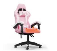 bigzzia Chaise Gaming avec Coussin Chauffant, Fauteuil de Bureau Ergonomique avec Coussin et Soutien Lombaire, Réglable en Hauteur avec Siège Pivotant à 360° pour Adultes