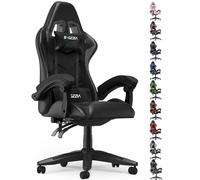 bigzzia Chaise Gaming Ergonomique, Chaise de Bureau avec Coussin et Support Lombaire, Hauteur réglable avec siège pivotant à 360° pour Adultes (Simplicité, Noir)