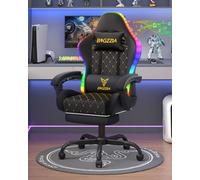 bigzzia Chaise Gaming LED RGB avec Haut-Parleur Bluetooth