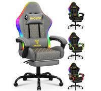 bigzzia Chaise Gaming LED RGB avec Lombaire & Repose-Pieds