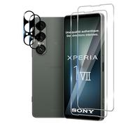 Bihizei Verre Trempé pour Sony Xperia 1 VII, 2 Pièces Film Protection écran et 2 Pièces Caméra Arrière Protecteur, sans Bulles, Double Protection,9H Dureté, HD, Anti-Rayures