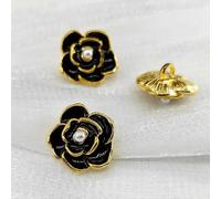 BIHOOA 10 pièces 18/23mm boutons camélia pour tricoter perle de luxe perlée noir blanc bouton à tige en métal bricolage accessoires de couture