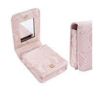 Biiange Étui à rouge à lèvres rose avec miroir, pochette de voyage pour rouge à lèvres, mini support de maquillage portable pour femmes et filles, mini sac à cosmétiques de voyage (1 pièce), rose,