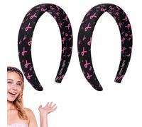 Biiange Lot de 2 bandeaux en ruban noir pour la sensibilisation au cancer du sein - Accessoires pour cheveux - Pour yoga, course à pied, femmes et filles
