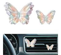 Biiange Lot de 2 diffuseurs de parfum de voiture en forme de papillon, décoration d'intérieur de voiture, accessoires pour femme (multicolore)