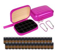 Biiange Lot de 2 mini bouteilles d'huiles essentielles, boîte de rangement pour huiles essentielles, avec 30 flacons d'huile essentielle de 2 ml, pour la maison, l'extérieur, les voyages,