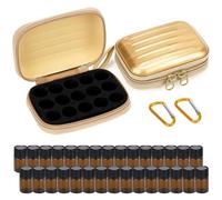 Biiange Lot de 2 mini flacons d'huiles essentielles avec 30 fioles vides de 2 ml, boîte de rangement de voyage pour huiles essentielles, support compact pour aromathérapie pour la maison, les voyages