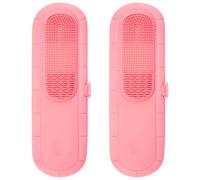 Biiange Lot de 2 organiseurs de pinceaux de maquillage multifonctionnels en silicone, organiseur de pinceaux de maquillage portable pour le quotidien et les voyages (rose)
