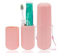 Biiange Lot de 2 porte-brosses à dents portables pour le camping, les voyages, la maison, les affaires, la salle de bain (rose), rose, Porte-brosse à dents de voyage portable, pour le camping, les