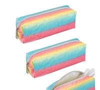 Biiange Lot de 2 trousses à crayons arc-en-ciel, trousse à crayons brillante, trousse de rangement, trousse de maquillage, trousse à stylos, organiseur avec fermeture éclair, pour le travail quotidien