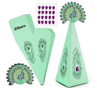 Biiange Lot de 20 sacs cadeaux en forme de paon pour bonbons, sacs cadeaux en forme de triangle, boîtes à chocolat, boîtes cadeaux pour chocolat, fournitures de fête (vert)