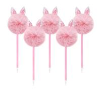 Biiange Lot de 5 stylos à bille en plastique avec encre noire pour Noël, papeterie, carnaval, anniversaire (rose)