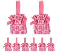 Biiange Lot de 8 sacs cadeaux floraux en toile rose avec poignée pour anniversaire, mariage, mariage