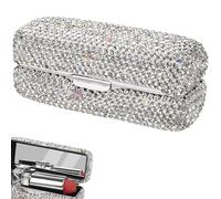 Biiange Organiseur de rouge à lèvres en cristal brillant avec miroir, pour l'extérieur, les fêtes, les réunions, le rangement à la maison, blanc, small, Élégant