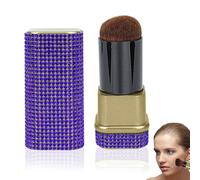 Biiange Pinceau à blush rétractable, pinceau de maquillage bling diamant, outil cosmétique rétractable pour fond de teint, fard à joues, poudre de visage, avec couvercle, réglable (bleu foncé)
