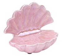 Biiange Porte-bijoux en forme de coquillage en céramique, pour la maison ou le bureau, idéal pour bagues, boucles d'oreilles, colliers, bracelets, bijoux, montres et clés (1 pièce, rose)