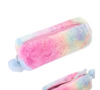 Biiange Trousse à crayons arc-en-ciel, trousse à crayons en peluche avec fermeture éclair, trousse de rangement pour papeterie, trousse de maquillage, pour études quotidiennes (1 pièce)
