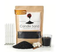 Biigdan 270g Sans Parfum Cire Bougie Poudre avec 10 Meche,Cire de Soja pour Bougie,Sans Paraffine,Décoration Créative à aire Soi-Même Bougie Sable Kit,Durée de Combustion Jusqu'à 40 Heures,Noir