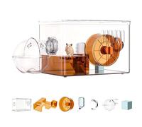 Biigdan 360° Panoramique Transparent Cage Rat 31.5x21.5x20.5cm, 2 Couches Ventilation Cage Hamster, Cage Rongeur avec 7 Accessoires, Cage Souris pour Souris, Hamsters Nains et Autres Petits Animaux