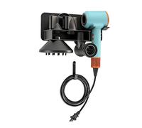 Biigdan 6 en 1 Support Seche Cheveux sans Percage Compatible avec Dyson Supersonic Nural HD16/ HD19, Porte Seche Cheveux Mural Métallique avec Rangement des Câbles, Convient pour 5 Embouts,29 * 12cm