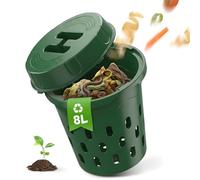 Biigdan 8L Souterrain Composteur de Jardin avec Couvercle,PVC Lombricomposteur avec Trous de Ventilation,Organique Composteur pour Améliorer Sol Plantes,pour Jardins,Massifs de Fleurs,Cours 24x23cm