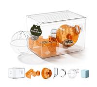 Biigdan Cage pour hamster à vue complète à 360° - 31,5 x 21,5 x 20,5 cm - 2 étages ventilée - Cage pour petits animaux - Cage à rongeurs avec 7 accessoires pour rongeurs, souris, hamsters nains et
