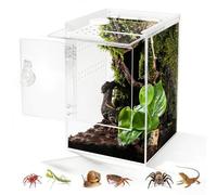 Biigdan Ouverture Frontale Terrarium,360° Rectangle Vivarium 23x15x15CM avec Ventilation Croisée,Etanche Terrarium Acrylique pour Reptiles, Araignée, Escargots, Mante Religieuse, Lézard, Rainette