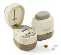 Biigdan Réglable Coupe Comprimé,Convient à toutes les tablettes,1/2 1/4,Portable Coupe Medicaments avec Pilulier,Coupe Fourche avec Lame Dissimulée Acier Inoxydable pour voyages,bureau,vie quotidienne