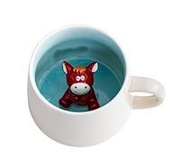 Biigming Tasse Cheval 3D Tasse Aniaml en Céramique 350 ml Mug Humour Faite à la Main comme Cadeaux pour Noël, Anniversaire, Femmes, Enfants(Cheval)