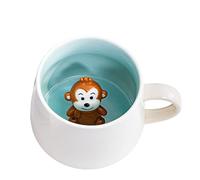 Biigming Tasse Singe 3D Tasse Aniaml en Céramique 350 ml Mug Humour Faite à la Main comme Cadeaux pour Noël, Anniversaire, Femmes, Enfants(Singe)