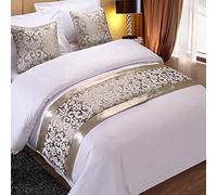 BiiKoon Chemin de lit pour hôtel, protection de lit, écharpe à motif floral, tapis de lit matelassé, décoration pour chambre de mariage, argent, 240 x 50 cm pour lit de 180 cm