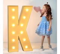BiiKoon Lettre Lumineuse De 70 Cm/2,3 Pieds avec Grands Chiffres De Chapiteau, Lettres en Mosaïque, Cadre Prédécoupé for La Maison, Fête, Bar, Mariage, Festival Décorations(Color:Letter K)