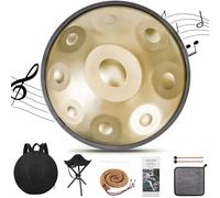 BIILOYY Handpan Drum 440hz, 18 pouces 9 Tons Tongue Drum Instrument de Musique en sol Mineur pour Méditation Yoga avec Baguettes, Support de Tambour, Sac à Main